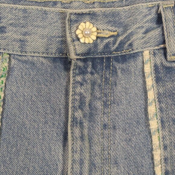 Zara Women's Jeans sz 6 / 28 blue Jeans High Rise Tweed Trim Straight Leg - Picture 4 of 12